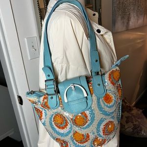 Italian Design Nuovedive Sequin & Leather Handbag